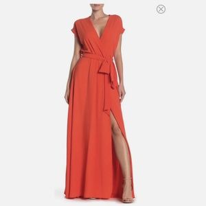 NWT MEGHAN LA Jasmine Maxi Wrap Dress Red READ